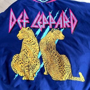Kids Navy Blue/Purple Def Leppard 1980's Rock Paw Print Bomber Jacket Size 10 12